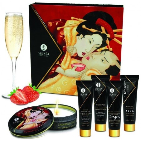 Coffrets COFFRET "MASSAGES BIO" DE "SHUNGA" parfum Vin Petillant a la Fraise Coffrets COFFRET "MASSAGES BIO" DE "SHUNGA" parfum Vin Petillant a la Fraise