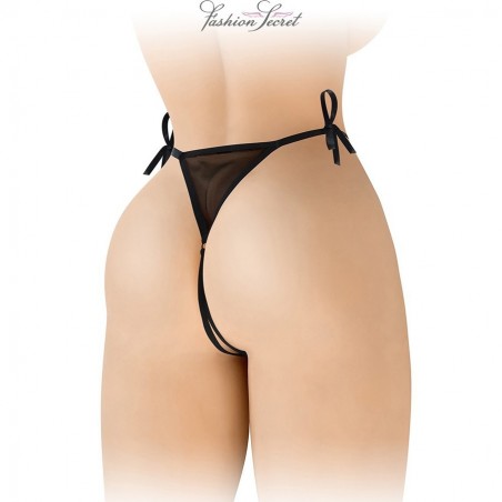 Lingerie STRING NOIR OUVERT "STELLA" A DENTELLE ET A NOEUDS DE "FASHION SECRET" Lingerie STRING NOIR OUVERT "STELLA" A DENTELLE ET A NOEUDS DE "FASHION SECRET"