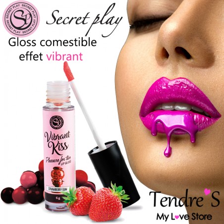 Bien-être GLOSS COMESTIBLE EFFET VIBRANT AU CHEWING GUM FRAISE DE "SECRET PLAY" Bien-être GLOSS COMESTIBLE EFFET VIBRANT AU CHEWING GUM FRAISE DE "SECRET PLAY"